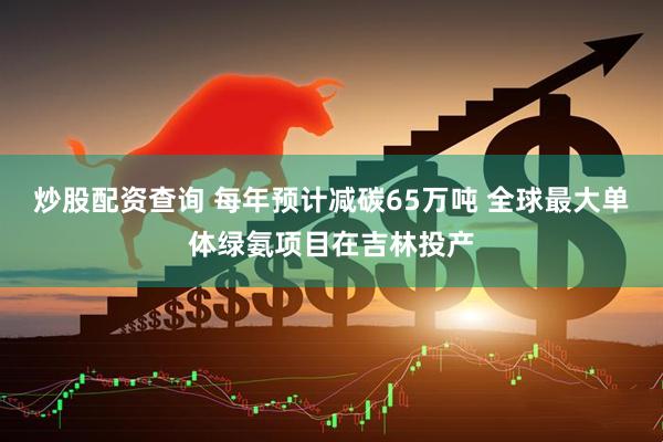 炒股配资查询 每年预计减碳65万吨 全球最大单体绿氨项目在吉林投产